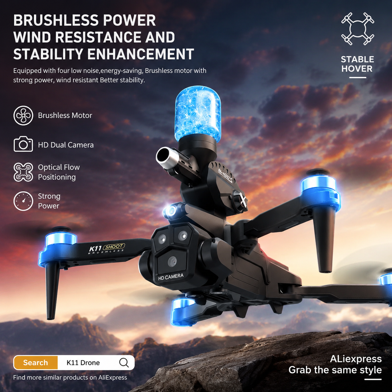 K11MAX Drone with Water Bombs  - Drone Gimbal Mount reseña y precio
